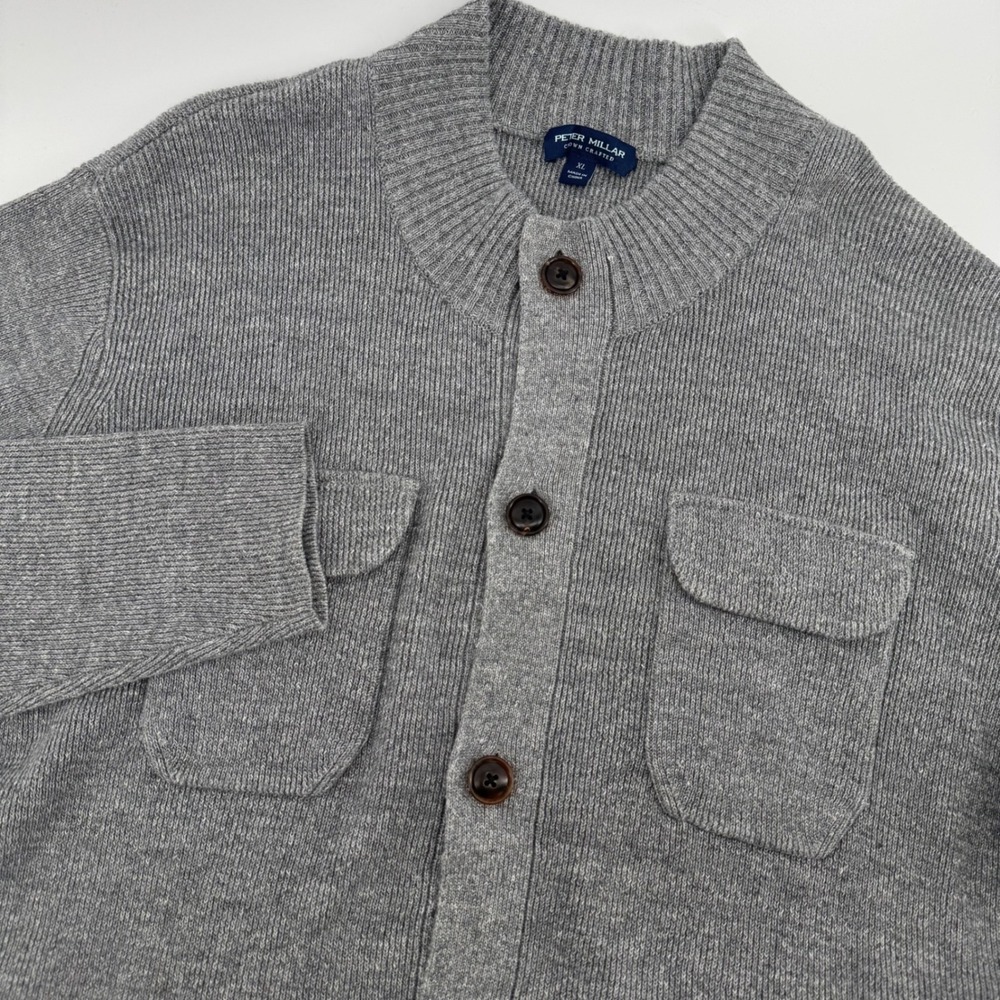 Peter Millar Crown Crafted Avignon Shirt Jacket Cardigan Mens XL Gale Gray